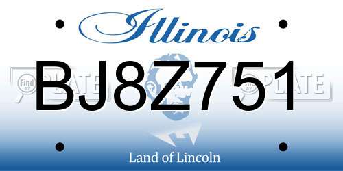 BJ8Z751 Illinois License Plate