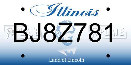 BJ8Z781 Illinois License Plate