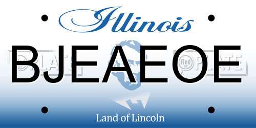 BJEAEOE Illinois License Plate