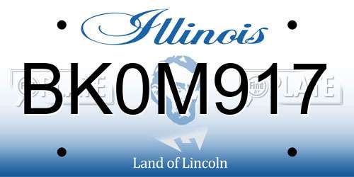 BK0M917 Illinois License Plate