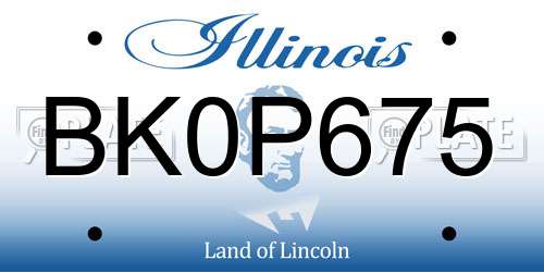 BK0P675 Illinois License Plate