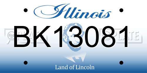 BK13081 Illinois License Plate