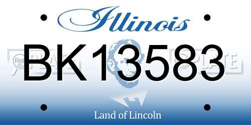 BK13583 Illinois License Plate