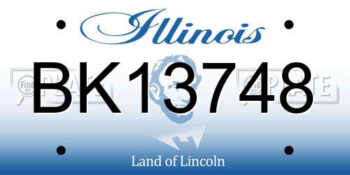 BK13748 Illinois License Plate
