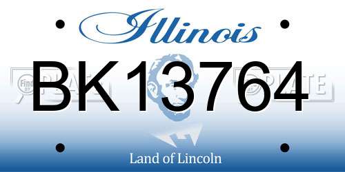 BK13764 Illinois License Plate