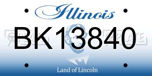 BK13840 Illinois License Plate