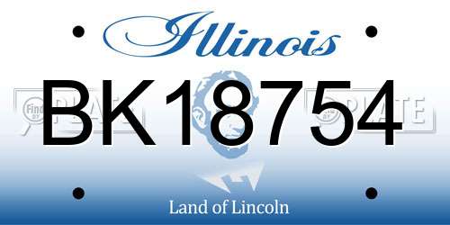 BK18754 Illinois License Plate