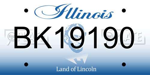 BK19190 Illinois License Plate