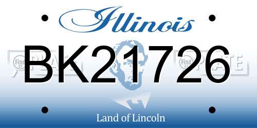 BK21726 Illinois License Plate