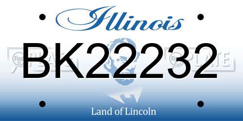 BK22232 Illinois License Plate