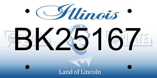 BK25167 Illinois License Plate