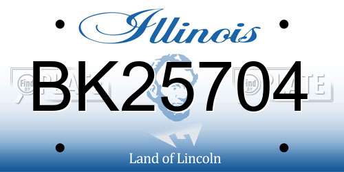 BK25704 Illinois License Plate