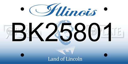 BK25801 Illinois License Plate