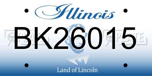 BK26015 Illinois License Plate