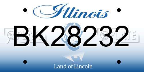 BK28232 Illinois License Plate