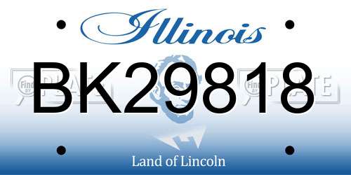 BK29818 Illinois License Plate