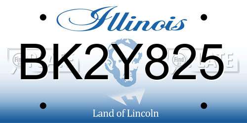 BK2Y825 Illinois License Plate