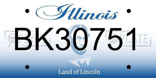 BK30751 Illinois License Plate