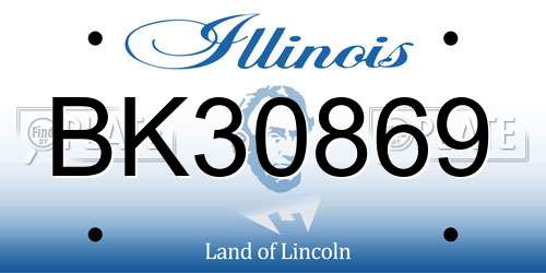 BK30869 Illinois License Plate