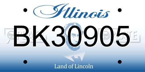 BK30905 Illinois License Plate