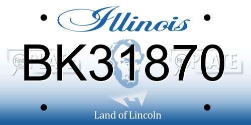 BK31870 Illinois License Plate