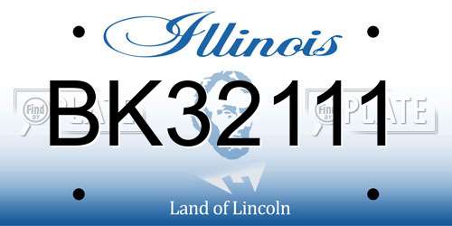 BK32111 Illinois License Plate
