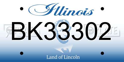 BK33302 Illinois License Plate