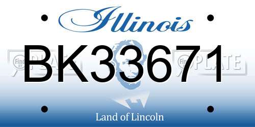 BK33671 Illinois License Plate
