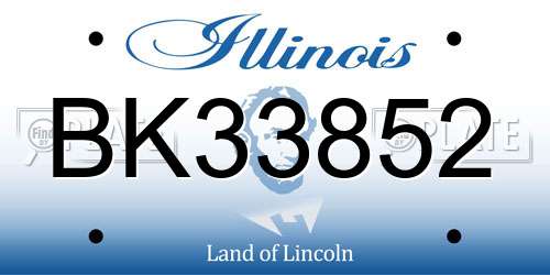 BK33852 Illinois License Plate