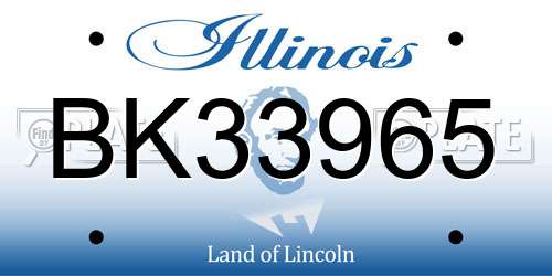 BK33965 Illinois License Plate