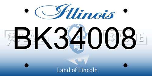 BK34008 Illinois License Plate