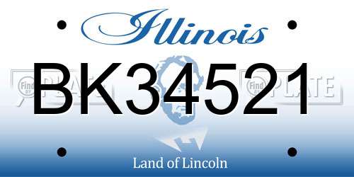 BK34521 Illinois License Plate