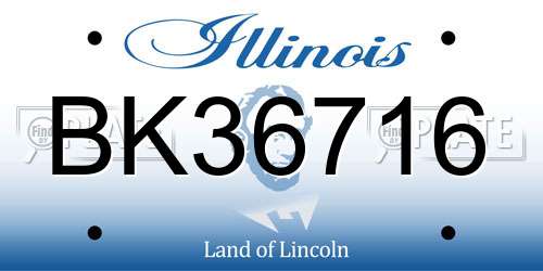BK36716 Illinois License Plate