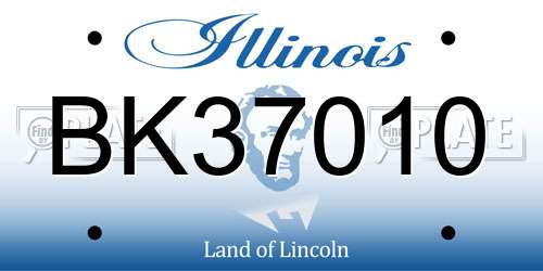BK37010 Illinois License Plate