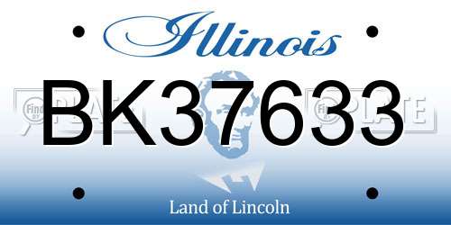 BK37633 Illinois License Plate