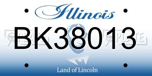 BK38013 Illinois License Plate