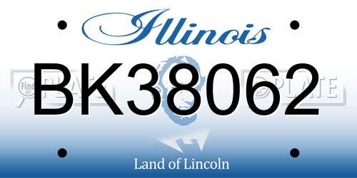 BK38062 Illinois License Plate