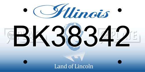 BK38342 Illinois License Plate
