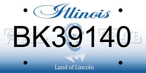 BK39140 Illinois License Plate
