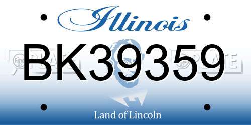 BK39359 Illinois License Plate