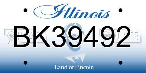 BK39492 Illinois License Plate