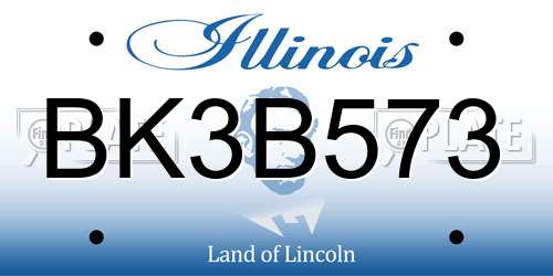 BK3B573 Illinois License Plate