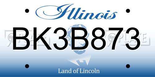 BK3B873 Illinois License Plate