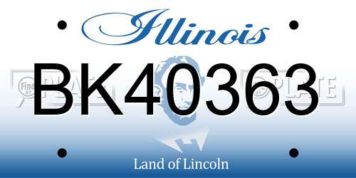 BK40363 Illinois License Plate