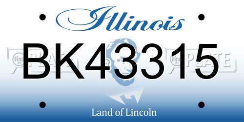 BK43315 Illinois License Plate