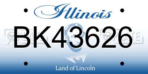 BK43626 Illinois License Plate