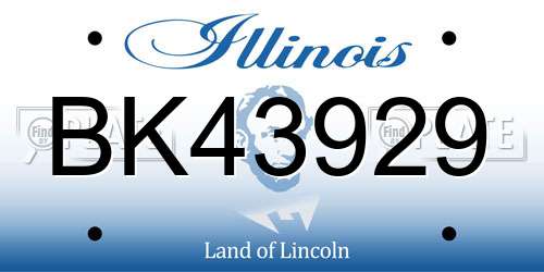 BK43929 Illinois License Plate