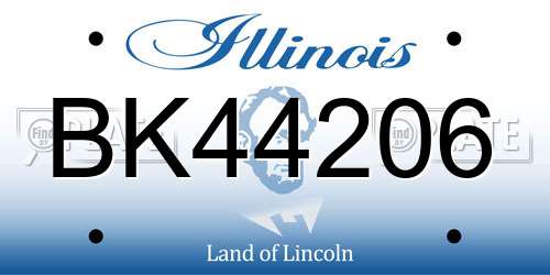 BK44206 Illinois License Plate