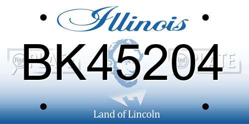 BK45204 Illinois License Plate