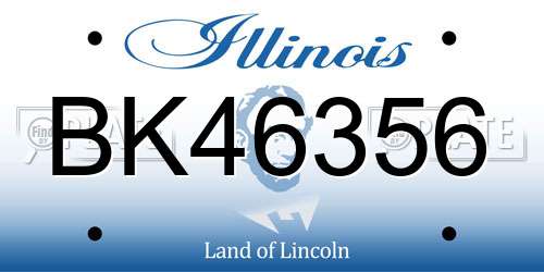 BK46356 Illinois License Plate